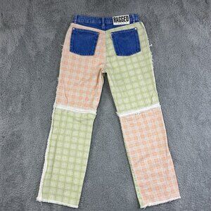 Ragged Priest Jeans Womens 28x29.5 High Waist Pastel Colorblock Patchwork Plaid